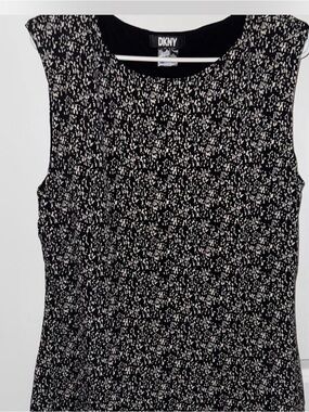 DKNY Black & White Speckled Knit Tank